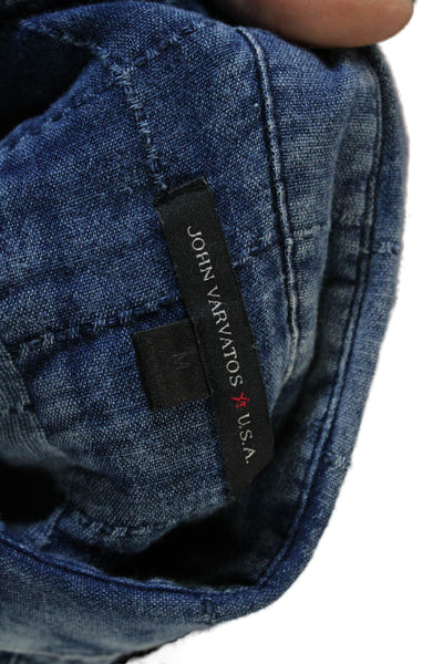 John Varvatos Star USA Mens Cotton Checked Collar Button-Down Dark Blue Size M