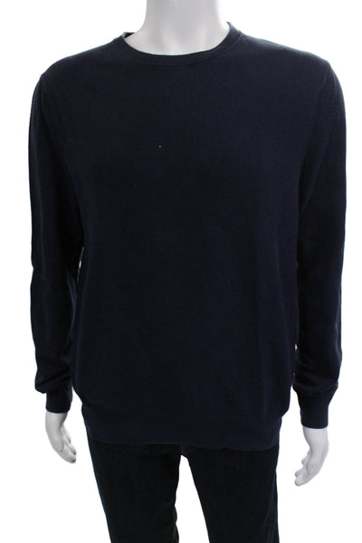 J Crew Mens Pullover Crew Neck Sweater Dark Blue 100% Cotton Size S