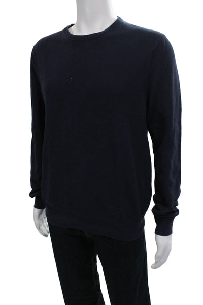 J Crew Mens Pullover Crew Neck Sweater Dark Blue 100% Cotton Size S