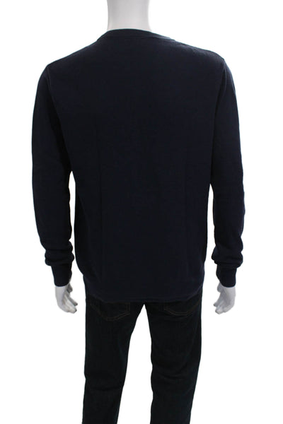 J Crew Mens Pullover Crew Neck Sweater Dark Blue 100% Cotton Size S