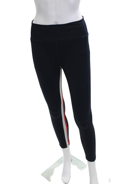 Splits 59 Womens Dark Blue Striped Polyester Blend Ankle Leggings Sports Size M
