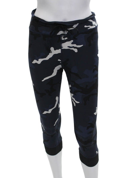 The Upside Womens Cropped Capri Camouflage Polyamide Leggings Dark Blue Size 8