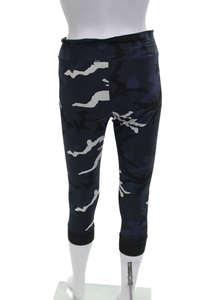 The Upside Womens Cropped Capri Camouflage Polyamide Leggings Dark Blue Size 8
