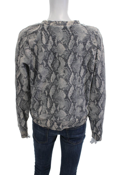 Paige Womens Gray Snake Print Pullover Sweatshirt Crew Neck Long Sleeve Size M