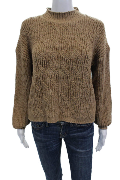 J Crew Womens Pullover Sweater Brown Mock Neck Long Sleeve Size M
