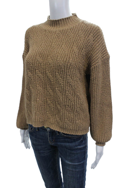 J Crew Womens Pullover Sweater Brown Mock Neck Long Sleeve Size M