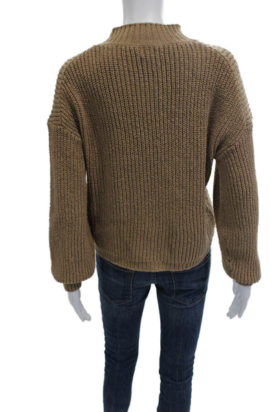 J Crew Womens Pullover Sweater Brown Mock Neck Long Sleeve Size M