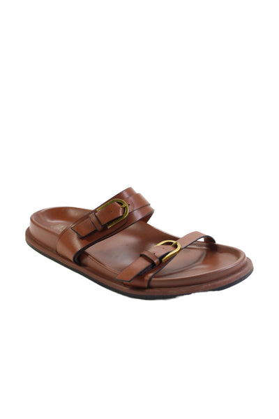 Jason Wu Womens Double Buckled Strap Detail Slides Brown Size 7