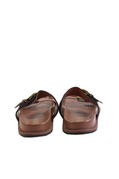 Jason Wu Womens Double Buckled Strap Detail Slides Brown Size 7