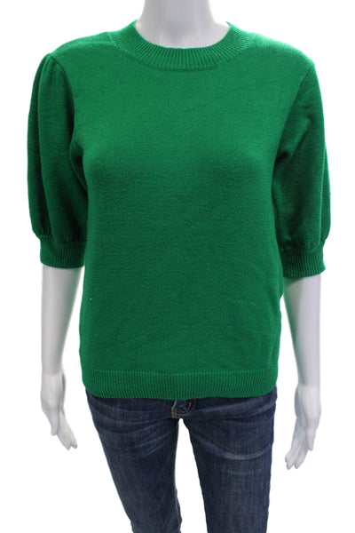Moth Women Pullover Sweater Green Crew Neck 3/4 Sleeve Size M