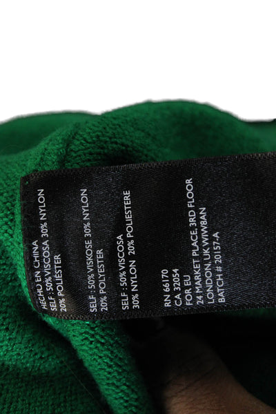 Moth Women Pullover Sweater Green Crew Neck 3/4 Sleeve Size M