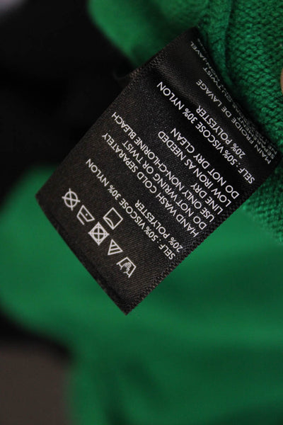 Moth Women Pullover Sweater Green Crew Neck 3/4 Sleeve Size M
