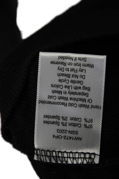 ATM Womens Pullover Hoodie Black Drawstring Long Sleeve Cotton Size XS