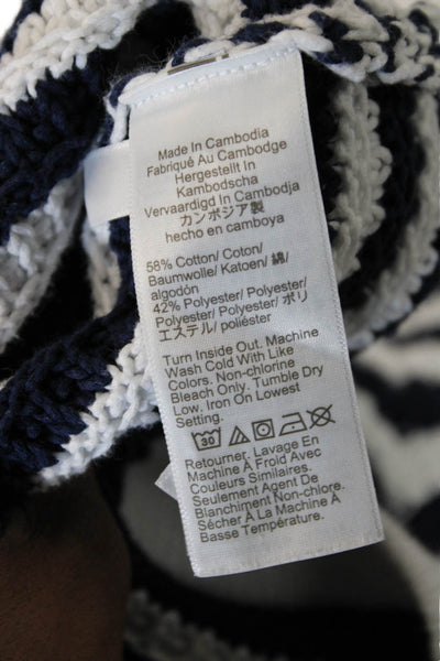 J Crew Women Dark Blue Striped V Neck Cardigan Long Sleeve Nautical Size S