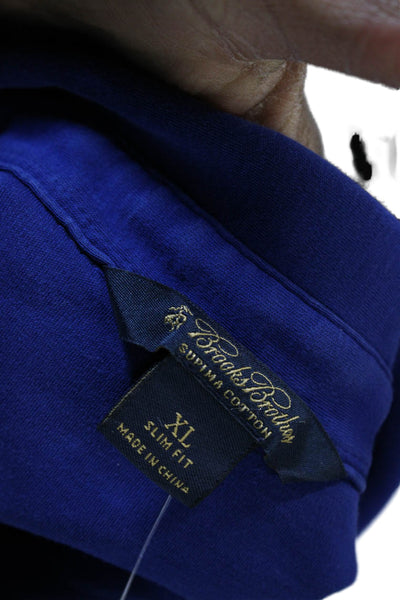 Brooks Brothers Mens Point Collar Supima Cotton Polo Blue Long Sleeve Size XL