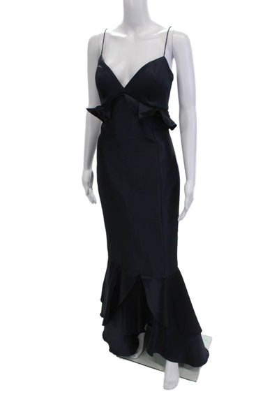 Sachin & Babi Women Mermaid Dress Dark Blue V-Neck Sleeveless Cotton Zip Size 8