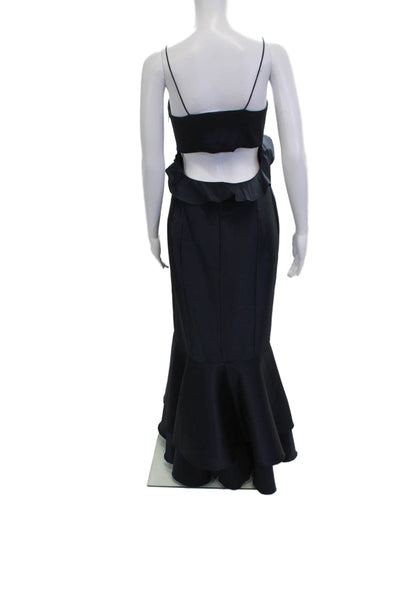 Sachin & Babi Women Mermaid Dress Dark Blue V-Neck Sleeveless Cotton Zip Size 8