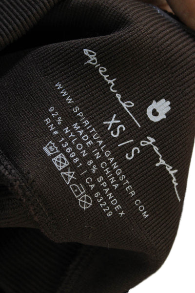 Spiritual Gangster Women Ankle Leggings Brown Nylon Spandex Heart Size XS