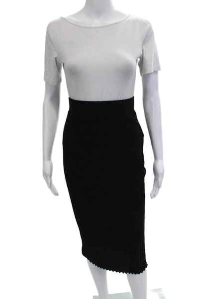Nation LTD Women Black Striped Straight Pencil Skirt Midi Size XS