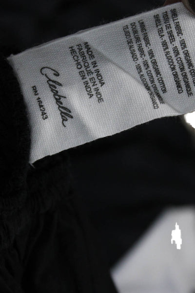 Cleobella Women Cropped Blouse Black 3/4 Sleeve Square Neck Cotton Size XS