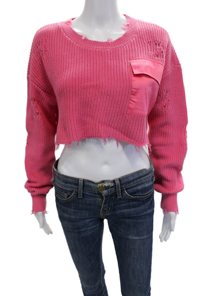 Ser.O.Ya Unisex Pink Cotton Crew Neck Pullover Sweater Long Sleeve Size L