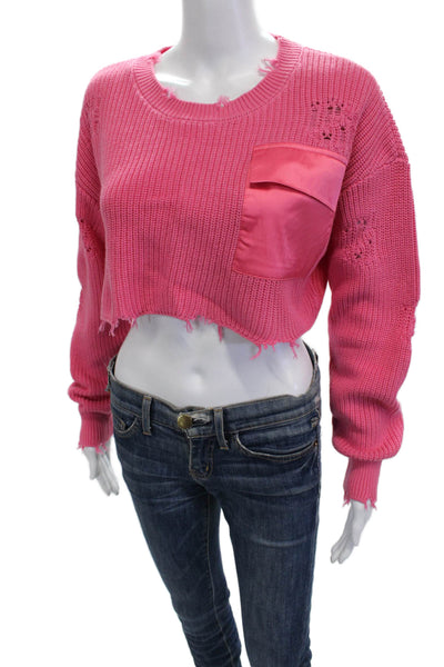 Ser.O.Ya Unisex Pink Cotton Crew Neck Pullover Sweater Long Sleeve Size L