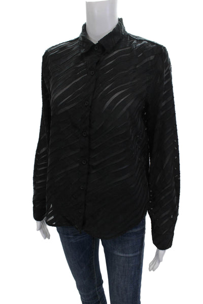 Bella Dahl Women Collared Black Long Sleeve 100% Cotton Button Up Blouse Size S