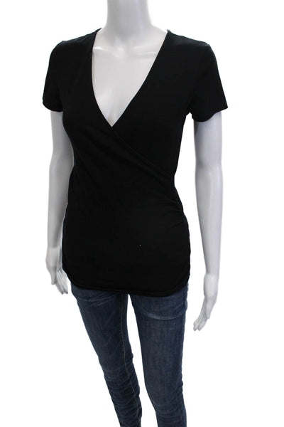 Michael Stars Women Jersey V-Neck Black T-Shirt Size XS