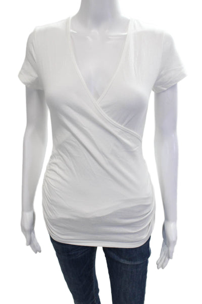 Michael Stars Women Basic V-Neck White Cotton Short Sleeve Tee Size XS