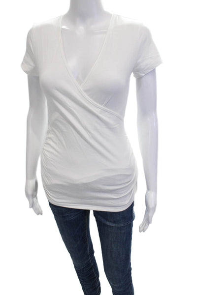 Michael Stars Women Basic V-Neck White Cotton Short Sleeve Tee Size XS