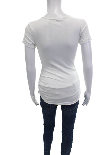 Michael Stars Women Basic V-Neck White Cotton Short Sleeve Tee Size XS