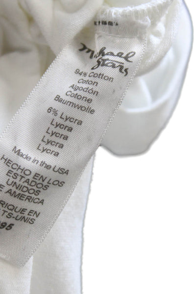 Michael Stars Women Basic V-Neck White Cotton Short Sleeve Tee Size XS