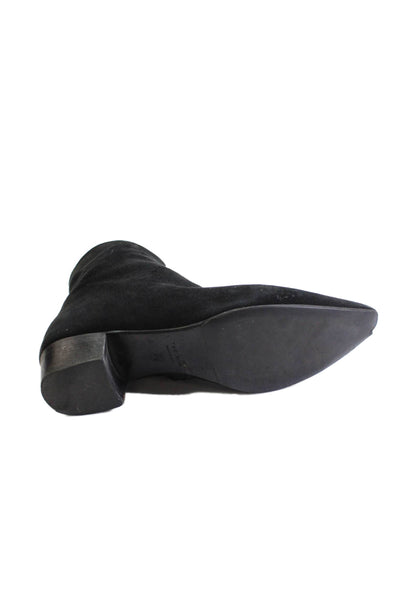 The Row Womens Suede Pointed Toe Zip Up Ankle Boots Black Size 38.5 8.5