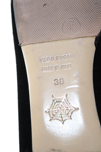 Charlotte Olympia Womens Jeweled Spider Web Slide On Loafers Black Size 38 8