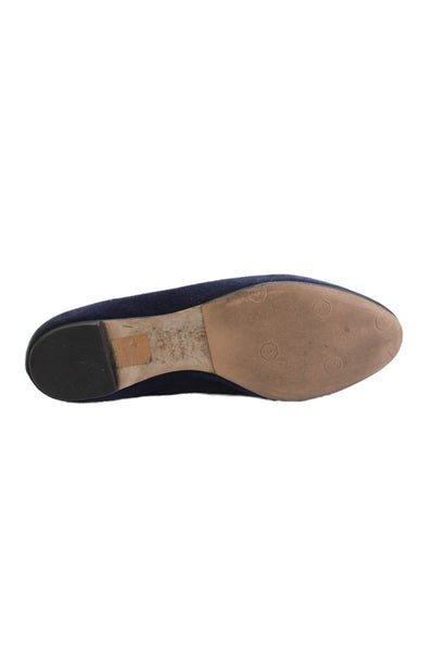 Alexander McQueen Womens Suede Sequined Skull Loafers Navy Blue Size 37 7