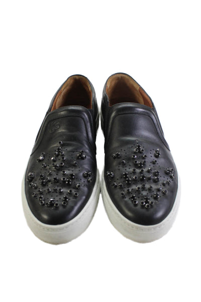 Givenchy Womens Leather Jeweled Slide On Casual Sneakers Black Size 36 6