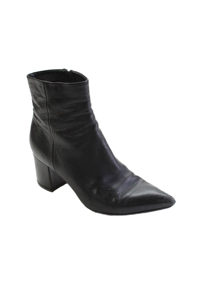 Gianvito Rossi Womens Leather Pointed Toe Zip Up Ankle Boots Black Size 38 8