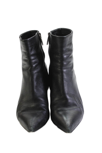 Gianvito Rossi Womens Leather Pointed Toe Zip Up Ankle Boots Black Size 38 8