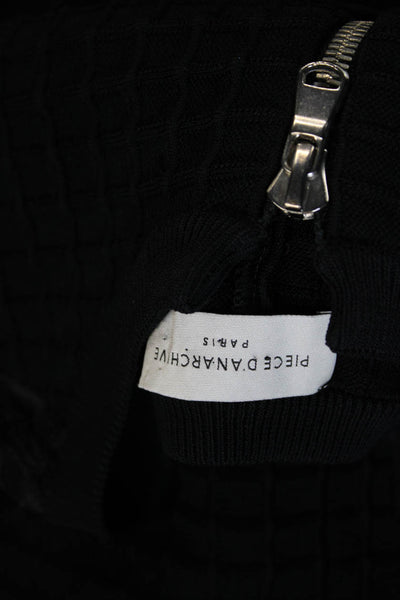 Piece D Anarchive Womens Shift Dress Black Check 3/4 Sleeve Zip Size S
