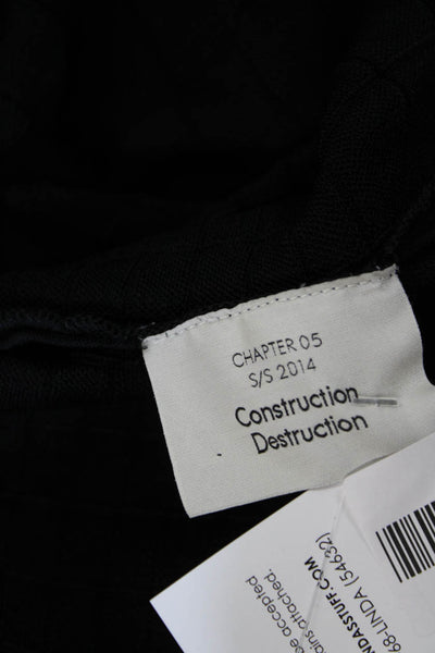 Piece D Anarchive Womens Shift Dress Black Check 3/4 Sleeve Zip Size S