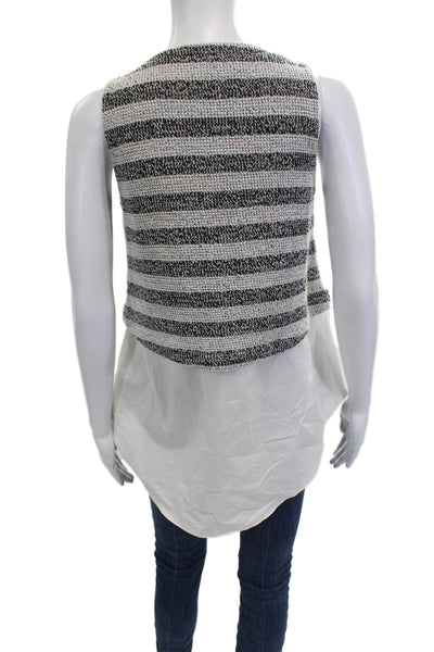 Derek Lam 10 Crosby Women Cropped Striped Sleeveless Tank Black Size 2