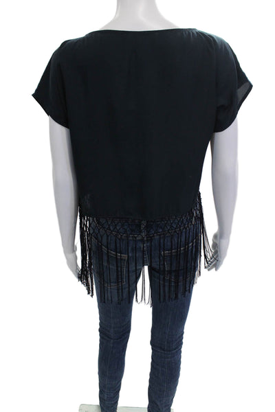 Michael Michael Kors Womens Cropped Top Black Short Sleeve Round Neck Size XS