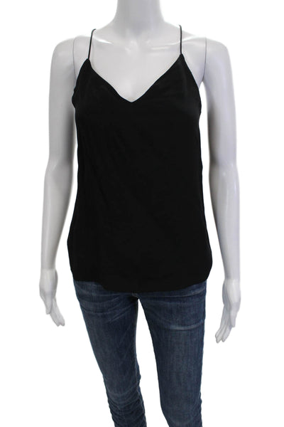 J Crew Womens Basic Silk Camisole V-Neck Sleeveless Black Size 00 Petite