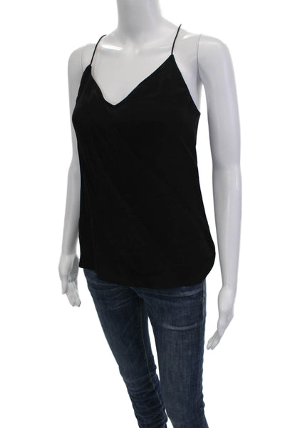 J Crew Womens Basic Silk Camisole V-Neck Sleeveless Black Size 00 Petite