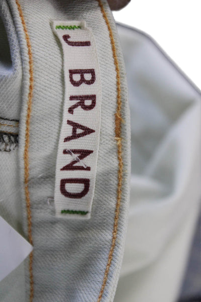 J Brand Womens Skinny High Rise White Jeans Button 34 Inseam Size 26