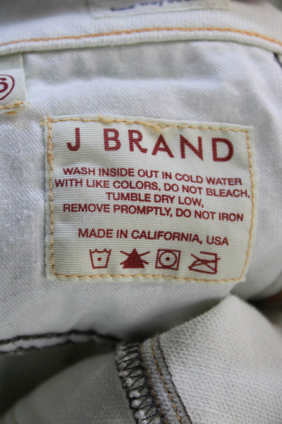 J Brand Womens Skinny High Rise White Jeans Button 34 Inseam Size 26