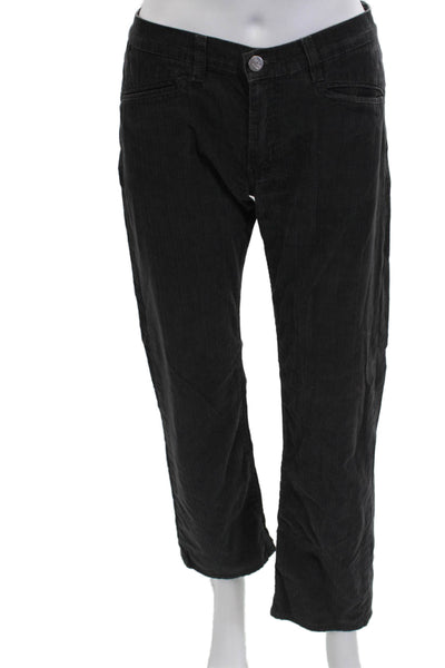 Lacoste Womens Cropped Black Pants Designer 98% Cotton Button Size 38