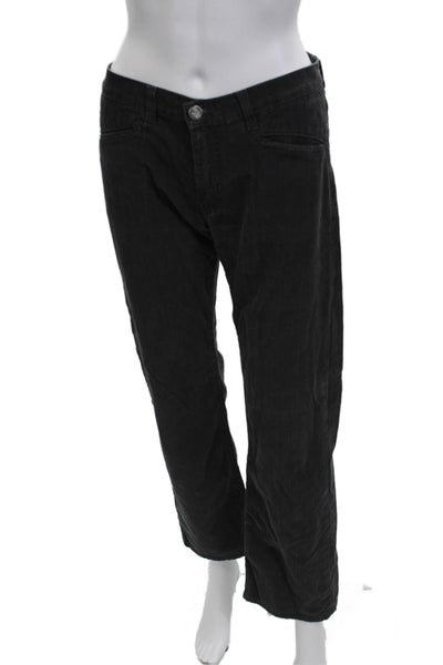 Lacoste Womens Cropped Black Pants Designer 98% Cotton Button Size 38