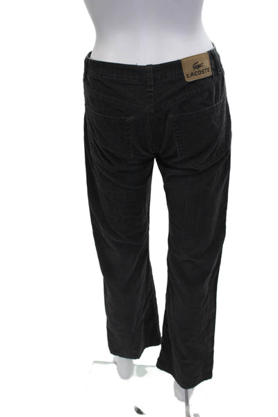 Lacoste Womens Cropped Black Pants Designer 98% Cotton Button Size 38