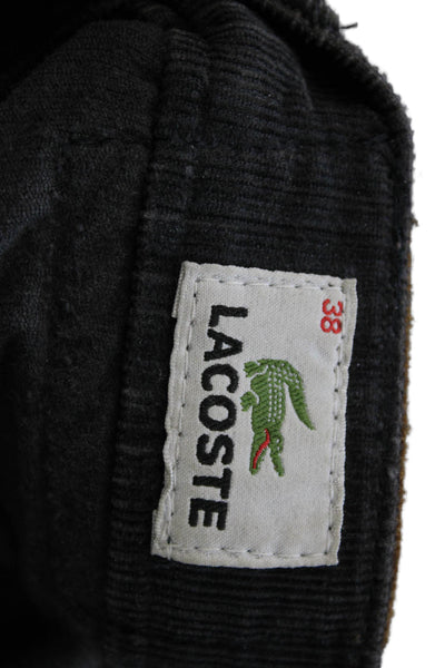 Lacoste Womens Cropped Black Pants Designer 98% Cotton Button Size 38